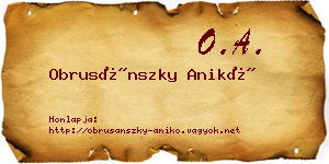 Obrusánszky Anikó névjegykártya